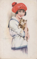 CPA Suzanne MEUNIER - Rieuse De Paris - N°6 Série 35 - Jeune Femme Et Son Chat - Meunier, S.