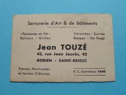 JEAN TOUZE (Touzé) > ROBIEN - SAINT-BRIEUC ( Voir SCAN ) La FRANCE ! - Cartoncini Da Visita