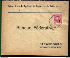 50c SUR 65c SEMEUSE LIGNÉE SUR LETTRE DE SCHWINDRATZHEIM - 1929 - Other & Unclassified