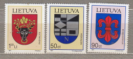 LITHUANIA 1997 Coat Of Arms MNH(**) Mi 652-654 # Lt737 - Stamps
