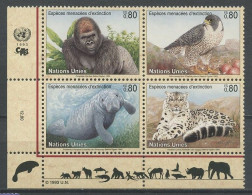 N.U. GENEVE 1993 N° 243/246 ** Neufs MNH  Superbes C 9.60 € Faune Animaux Protection Nature Gorille Oiseau Bird Falco - Neufs