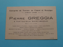 Pierre GREGGIA > SAINT-BRIEUC Entreprise De Travaux En Ciment Et Mosaïque ( Voir SCAN ) La FRANCE ! - Visitenkarten