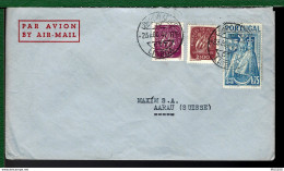 LETTRE DE LISBON - PAR AVION - POUR AARAU (SUISSE) - Lettres & Documents