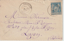 38 - VIRIVILLE -  Enveloppe Seule ( Format 11,3 Cm X 7,2 Cm ) Postée En 1884 à Destination De Lyon - 1877-1920: Semi Modern Period