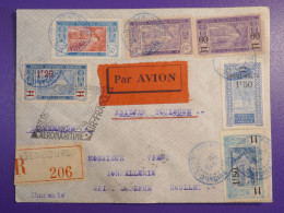 DM3 AOF   BELLE LETTRE  AERO 1937 PETIT BUREAU ABENGOUR A ST ESTEPHE  FRANCE +SURCHARGE+AFF.   INTERESSANT+ + - Cartas & Documentos
