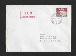 1951 HEIMAT ZUG ► Brief Mit Rotem Kasten-Stempel ZUG Zuchtstiermarkt - Briefe U. Dokumente