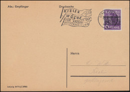 37 Band 6 Pf Auf Postkarte Werbe-Stempel KIELER WOCHE Völkerverständigung 1948  - Lettres & Documents