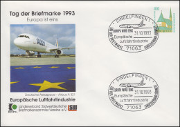 PU 290 Tag Der Briefmarke Europ. Luftfahrtindustrie, SSt Sindelfingen 31.10.1993 - Privé Briefomslagen - Ongebruikt