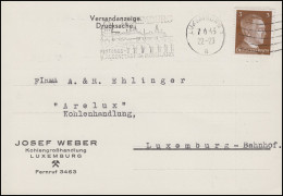 Luxemburg Hitler-EF 3 Pf. Orts-Drucksache Kohlenhandel ARELUX, LUXEMBURG 7.6.43 - Usines & Industries