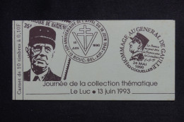 FRANCE - Carnet Privé De Le Luc En 1993 - Général De Gaulle  -  L 151121 - Commémoratifs