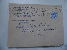 Busta Viaggiata "TOILES & LINGERIE POUR TROUSSEUX SOUL AINE' TUNIS" 1954 - Storia Postale