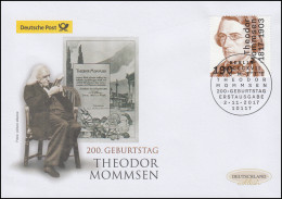 3343 Theodor Mommsen, Schmuck-FDC Deutschland Exklusiv - Lettres & Documents