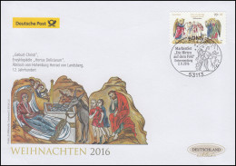3268 Weihnachten 2016, Selbstklebend, Schmuck-FDC Deutschland Exklusiv - Covers & Documents