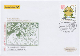 3364 Der Froschkönig 70 Cent, Selbstklebend, Schmuck-FDC Deutschland Exklusiv - Cartas & Documentos