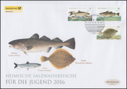 3255-3257 Heimische Salzwasserfische, Satz Auf Schmuck-FDC Deutschland Exklusiv - Covers & Documents