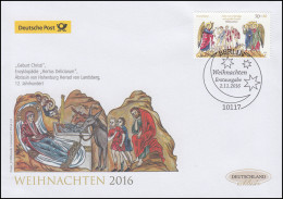 3266 Weihnachten 2016, Nassklebend, Schmuck-FDC Deutschland Exklusiv - Cartas & Documentos