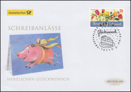 3232 Schreibanlässe: Glückwunsch, Nassklebend, Schmuck-FDC Deutschland Exklusiv - Cartas & Documentos