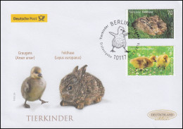 3217-3218 Graugans Und Feldhase, Nassklebend, Schmuck-FDC Deutschland Exklusiv - Covers & Documents