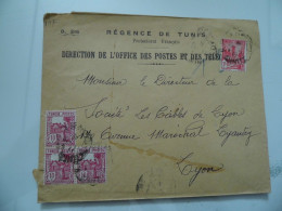 Busta Viaggiata "REGENCE DE TUNIS Protectorat Francaise DIRECTION DE L'OFFICE DES POSTES" 1941 - Storia Postale