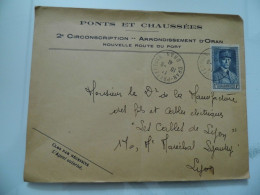 Busta Viaggiata "PONTS ET CHASSEUES 2° CIRCONSCRIPTION - ARRONDISSMENT D'ORAN NOUVELLE ROUTE DU PORT" 1941 - Cartas & Documentos