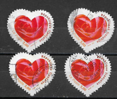 France 1999 Oblitéré Autoadhésif   N° 26    Ou   N° 3221 -  Coeur St Valentin  (  4 Exemplaires ) - Gebraucht