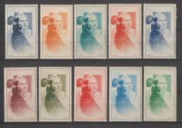 1949 - 10 VIGNETTES GANDON EXPO CITEX YVERT N°19 ** MNH - TIRAGES 2/10 JUIN + 12 JUIN - COTE 2021 = 25 EUR. - Briefmarkenmessen