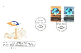 Finland   1990 Privatization Of Postal And Telecommunications, Landscape With Lake Päijänne; Map Of The Mi 1098-1099 FDC - Covers & Documents