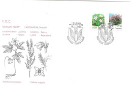 Finland   1990 Plants, Flora, Windflower (Anemone Nemorosa) And Heather (Calluna Vulgaris) Mi 1100-1101 FDC - Lettres & Documents