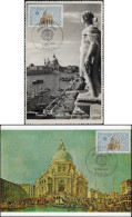 France 1971 Y&T 1676 Sur 2 Cartes Maxima. Europa. Basilique De La Salute à Venise. Madone - Iglesias Y Catedrales