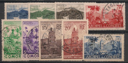 COMORES - 1950-52 - 9 Timbres Entre N°YT. 1 Et N°11- Oblitéré / Used - Used Stamps