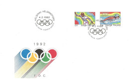 Finland   1992  Olympic Games, Albertville And Barcelona, Cross-country Skiing, Swimming   Mi 1161-1162   FDC - Brieven En Documenten