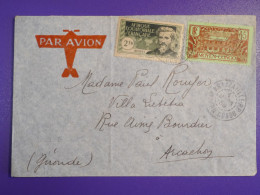 DM3  AEF  BELLE LETTRE  1938  BRAZZA A  ARCACHON   FRANCE ++AFF.   INTERESSANT+ + - Storia Postale