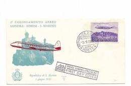 FDC VIA AEREA ALTO VALORE - 3.6.1959. - Cartas & Documentos