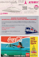 SNCF 01 . Publicité . 3 Types Flyers .. Atomic . Coca Cola . Pierre Et Vacances . Wagons Lits . - Ferrocarril