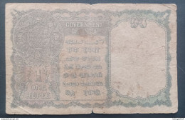BANKNOTE INDIA 1 RUPEE 1940 KING GEORGE VI CIRCULATED - India
