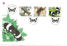 Finland   1992 Red Cross: Butterflies, Taiga Ground Owl, Fjeldbär, Christopher's Cabbage Teaser   Mi 1169-1171  FDC - Briefe U. Dokumente