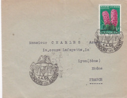 Luxembourg -1955--Lettre De MONDORF LES BAINS  Pour LYON-69 (France) .timbre Fleur Seul Sur Lettre...Beau Cachet.. - Briefe U. Dokumente