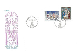 Finland   1992 Christmas, St. Lawrence Church, Helsinge. Christ's Birth; Stained Glass,  Karkkila  Mi 1195-1196  FDC - Brieven En Documenten