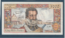 France Billet De 5000 Henri IV Du 2 1 1958 Sup 2 Trous Deux Plis Craquant Se Tiens Droit En Main - 5 000 F 1957-1958 ''Henri IV''