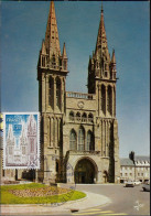 France 1975 Y&T 1808 Sur Carte Maximum. La Cathédrale Saint-Paul-Aurélien De Saint-Pol-de-Léon, Aujourd'hui église - Iglesias Y Catedrales