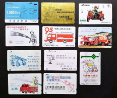 Japan, Interesting Lot Of Rare And Old Phonecards, Rescue - Firetruck - Fireman - Firemen