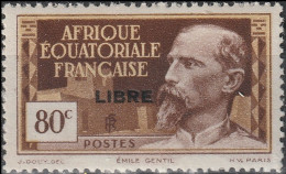 AEF 113 ** MNH Gouverneur Emile GENTIL + Surcharge FRANCE LIBRE Afrique Equatoriale Française A.E.F. 1940 - Nuevos