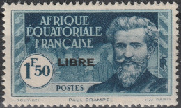 AEF 118 ** MNH Explorateur Paul CRAMPEL + Surcharge FRANCE LIBRE Afrique Equatoriale Française A.E.F. 1940 - Nuevos