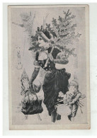 NOEL #17499 JOLIE FEMME PORTANT UN SAPIN AVEC 2 LUTINS PLEINS DE JOUETS ILLUSTRATEUR - Nikolaus