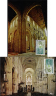 France 1979 Y&T 2040 Sur 2 Cartes Maxima. L'abbatiale De Bernay, Eure - Iglesias Y Catedrales