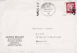 Allemagne -1964--Lettre DUSSELDORF Pour LYON-69 (France) .timbre Seul Sur Lettre..cachet..personnalisée  HANS BELLES . - Lettres & Documents