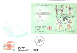 Finland   1994  International Stamp Exhibition FINLANDIA '95, Helsinki, Sport  Mi Bloc 12  FDC - Cartas & Documentos