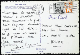 ►USA 1959 Airmail Statue Of Liberty 15c (2 Central Lines)   CARD For France 1971 - 2a. 1941-1960 Afgestempeld