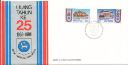 Malaysia FDC 26-1-1984 25th Anniversary Of Bank Negara Malaysia Complete Set Of 2 With Cachet - Malesia (1964-...)