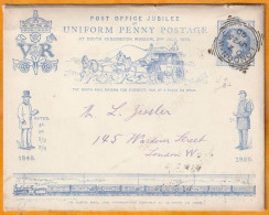1890 - QV - Post Office Jubilee Of Uniform Penny Postage From London To The City (cover And Card) - ROWLAND HILL - Postmark Collection